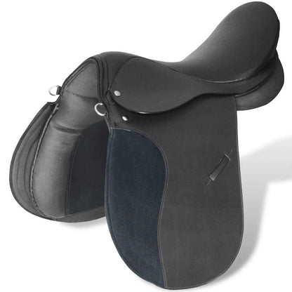Saddle | Black | Real Leather, Metal, Polyester | 17.5 inches