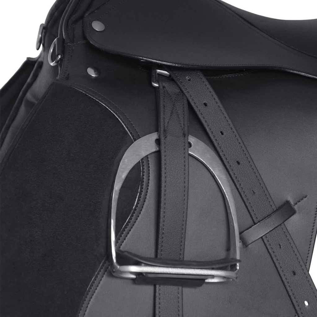 Saddle | Black | Real Leather, Metal, Polyester | 17.5 inches