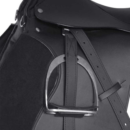 Saddle | Black | Real Leather, Metal, Polyester | 17.5 inches