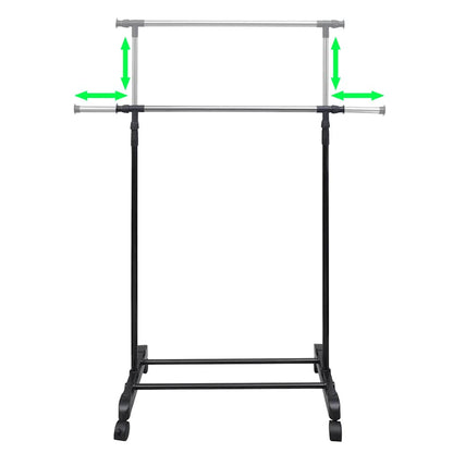 Clothes Rack | Set of 2 | Black, Silver | Stainless steel, PP plastic