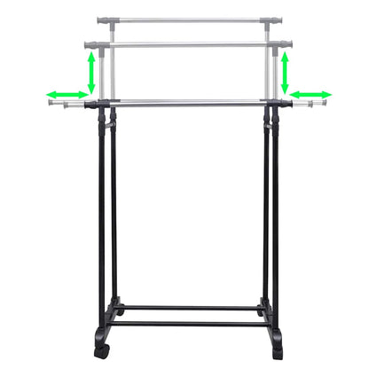 Clothes Rack | Set of 2 | Black, Silver | Stainless Steel, PP Plastic