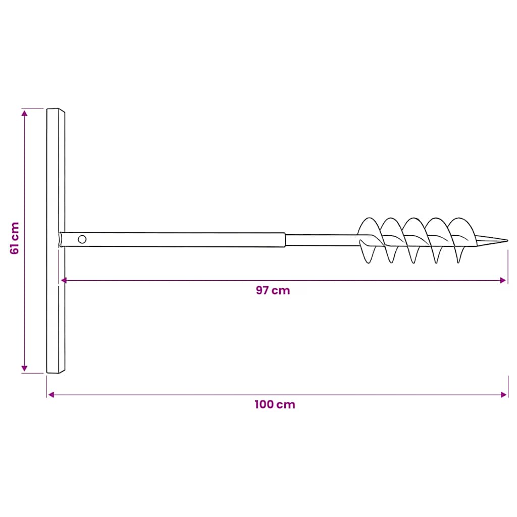 Ground Drill with Handle Auger Bit 100 mm Double Spirals Steel Black