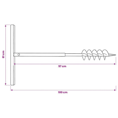 Ground Drill with Handle Auger Bit 100 mm Double Spirals Steel Black