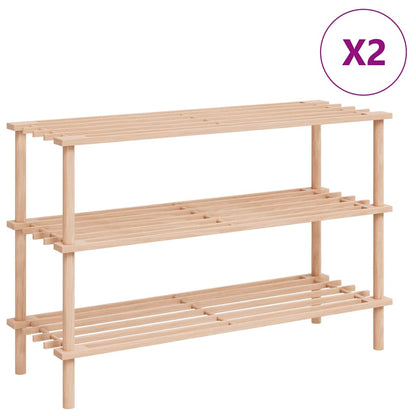 3-Tier Shoe Racks 2 pcs Solid Fir Wood