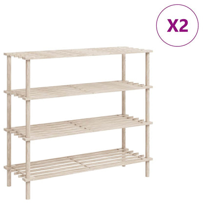 4-Tier Shoe Racks 2 pcs Solid Fir Wood