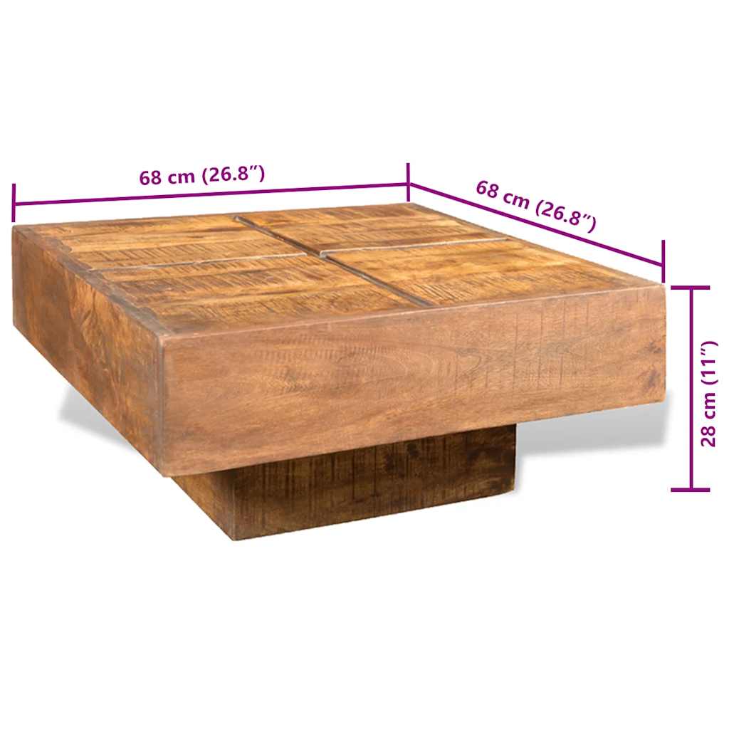 Coffee Table Brown Solid mango wood Small Durable Coffee Table