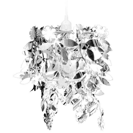 Leaves Paillette Pendant Chandelier Lamp 21.5 x 30 cm Silver