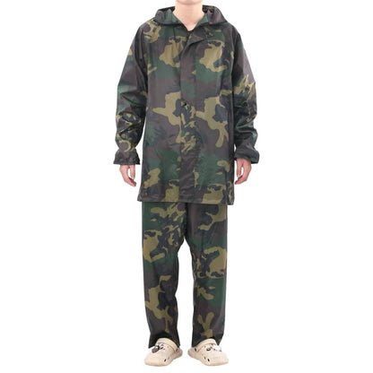 Men's Camo Print 2-Piece Rain Suit with Hood XL