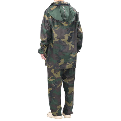 Men's Camo Print 2-Piece Rain Suit with Hood XL