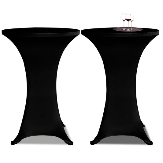 Table Cover | Set of 2 | Black | Polyester 90%, Elastane 10% | Ø80 cm