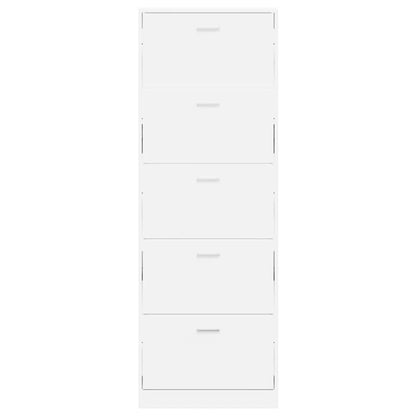 White Wooden Shoe Cabinet with 5 Compartments
