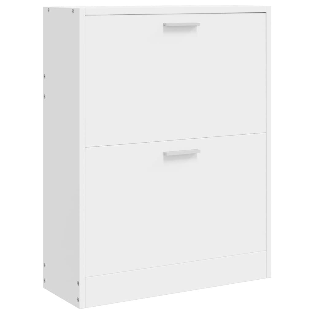 White Wooden Shoe Cabinet with 2 Compartments