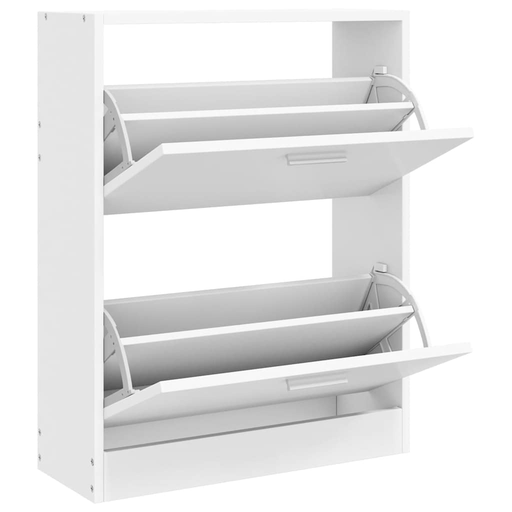 White Wooden Shoe Cabinet with 2 Compartments