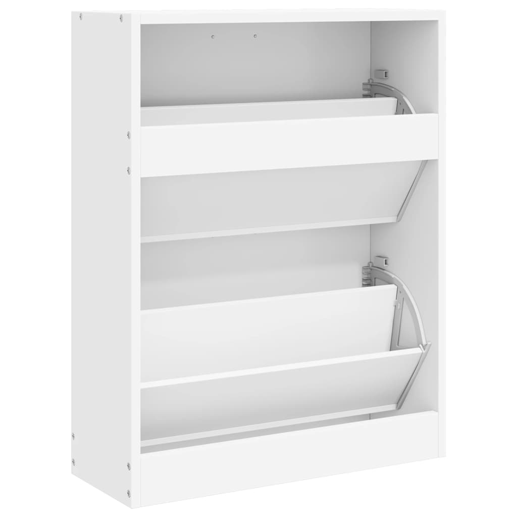 White Wooden Shoe Cabinet with 2 Compartments