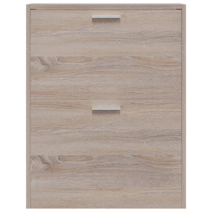 Oak Look Wooden Shoe Cabinet with 2 Compartments