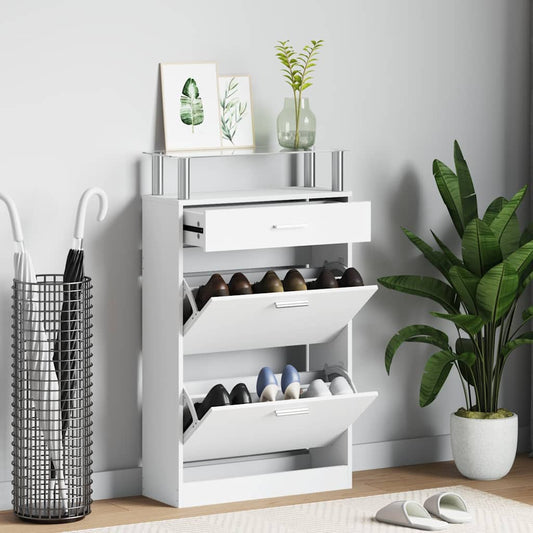Shoe Cabinet | White | Engineered Wood | Medium | Shoe Cabinet
