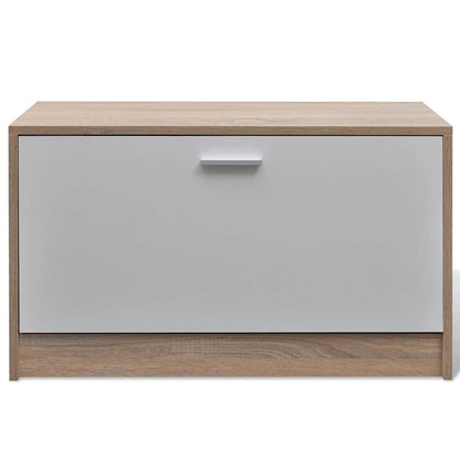 Oak and White 3-in-1 Wooden Shoe Cabinet Set