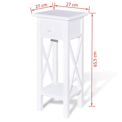 Side Table with Drawer White