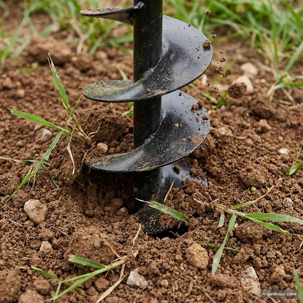 Ground Drill with Handle 180 mm with Extension Tube 5 m Steel