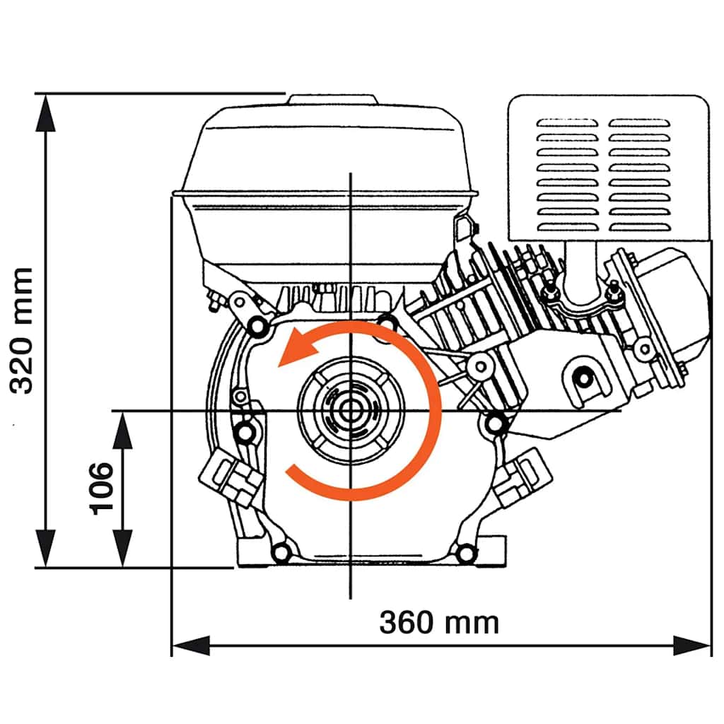 6.5HP 4.8kW Black Petrol Engine