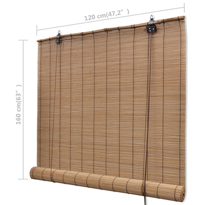 Blind | Brown | Bamboo | 120x160 cm | Rollable | Blind | Rectangular