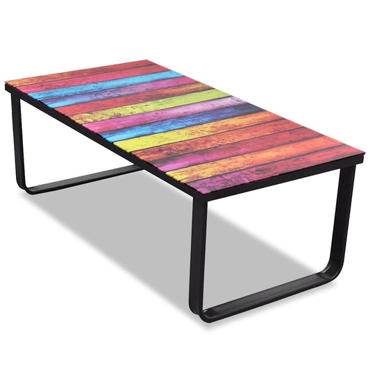 Coffee Table | Rainbow print on top with black frame