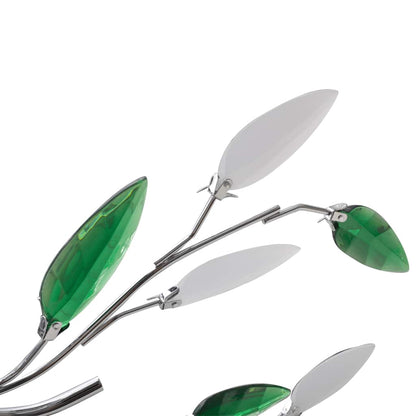 241478 Green & White Ceiling Lamp with Acrylic Crystal Leaf Arms for 5 E14 Bulbs