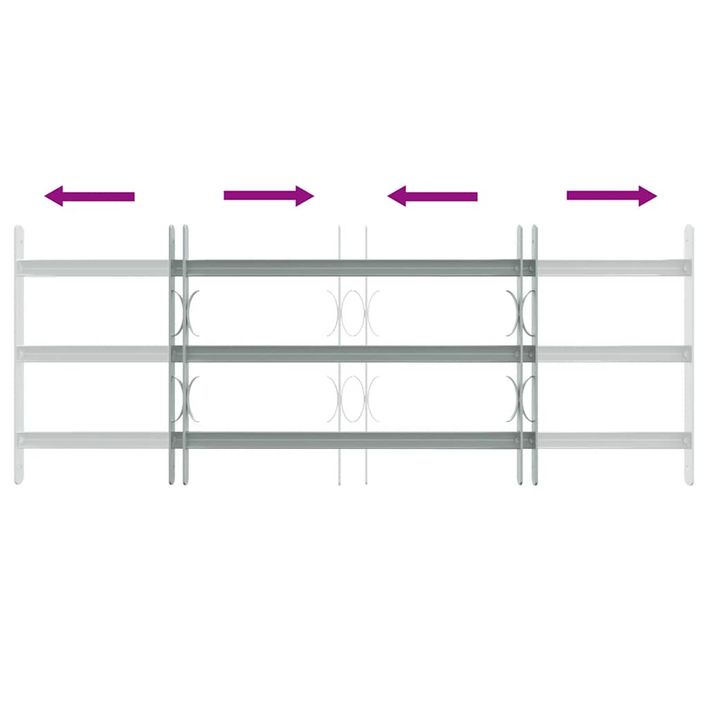 vidaXL Adjustable Security Grille for Windows with 3 Crossbars 27.6"-41.3"