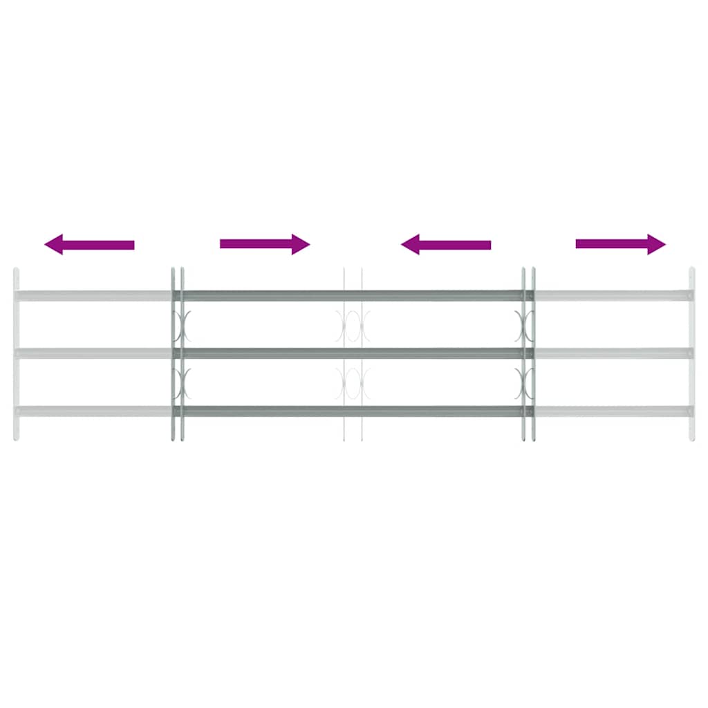 vidaXL Adjustable Security Grille for Windows with 3 Crossbars 39.4"-59.1"