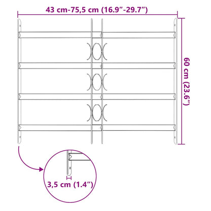 Window grilles 500-650 mm Galvanized Steel Silver