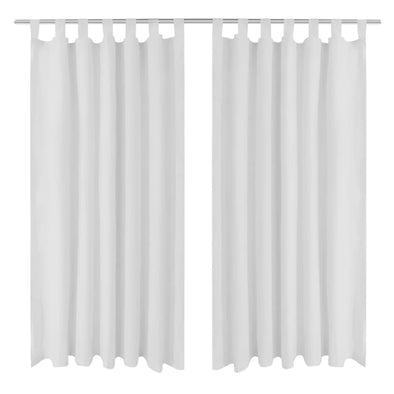 2 pcs White Micro-Satin Curtains with Loops 140 x 175 cm