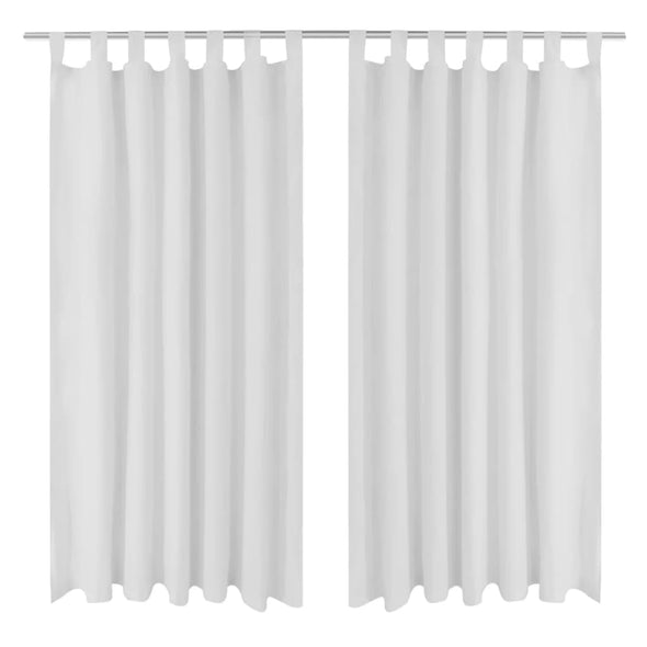 2 pcs White Micro-Satin Curtains with Loops 140 x 175 cm
