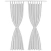 2 pcs White Micro-Satin Curtains with Loops 140 x 175 cm