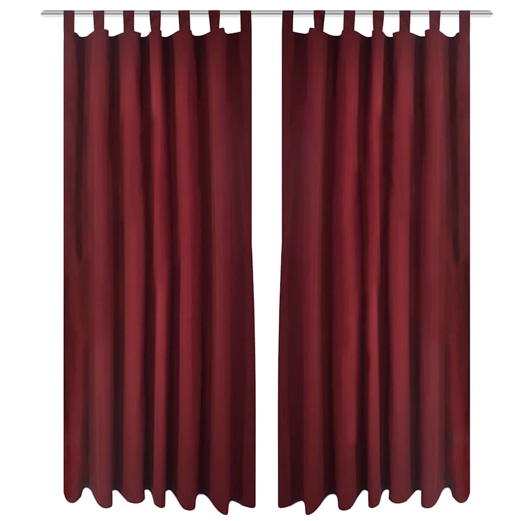 2 pcs Bordeaux Micro-Satin Curtains with Loops 140 x 175 cm