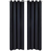 2 pcs Black Blackout Curtains with Metal Rings 135 x 245 cm