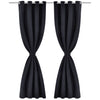 2 pcs Black Blackout Curtains with Metal Rings 135 x 245 cm