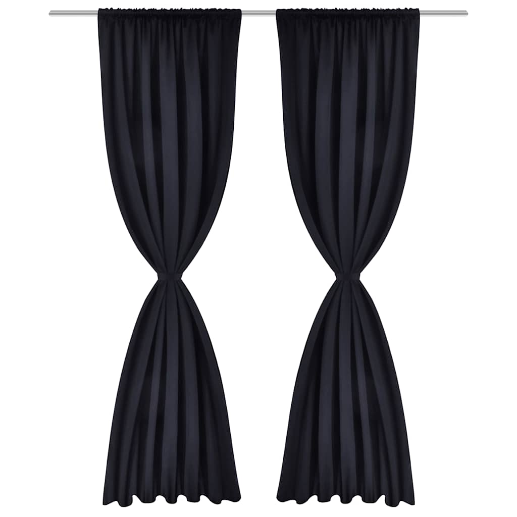 2 pcs Black Slot-Headed Blackout Curtains 135 x 245 cm
