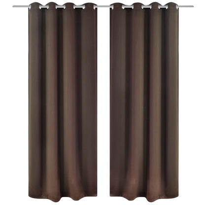 2 pcs Brown Blackout Curtains with Metal Rings 135 x 245 cm