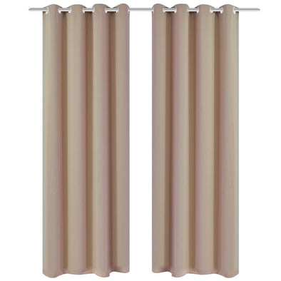 2 pcs Cream Blackout Curtains with Metal Rings 135 x 245 cm