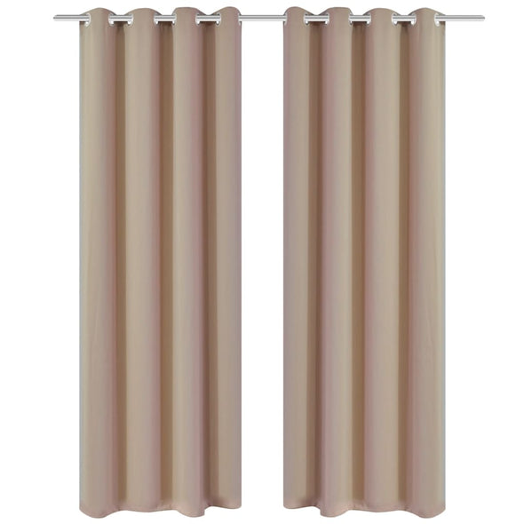 2 pcs Cream Blackout Curtains with Metal Rings 135 x 245 cm