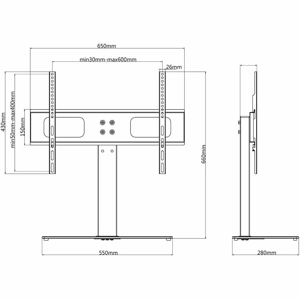 Pedestal TV Stand for 37-55 Inch Screen Max VESA 600x400 mm 40kg