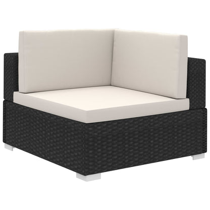 Patio Furniture | Black and Cream | Poly Rattan, Steel, Polyester | Large
