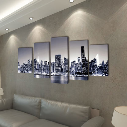 Canvas Wall Print Set Monochrome New York Skyline 100 x 50 cm