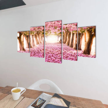 Canvas Wall Print Set Cherry Blossom 100 x 50 cm