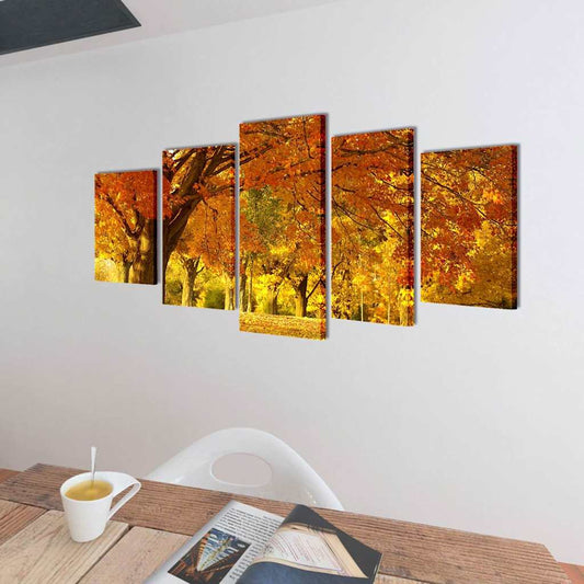 241576 Canvas Wall Print Set Maple 100 x 50 cm