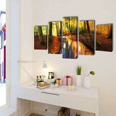 Canvas Wall Print Set Forest 200 x 100 cm