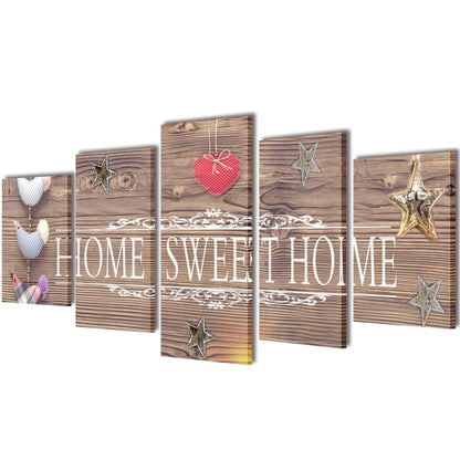 Canvas Wall Print Set Home Sweet Home Design 100 x 50 cm