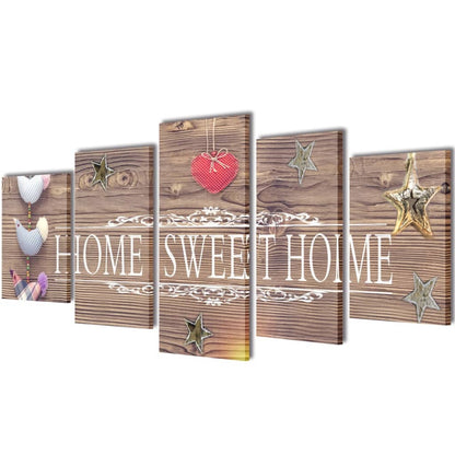 Canvas Wall Print Set Home Sweet Home Design 200 x 100 cm