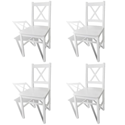 Dining Chairs 4 pcs White Pinewood