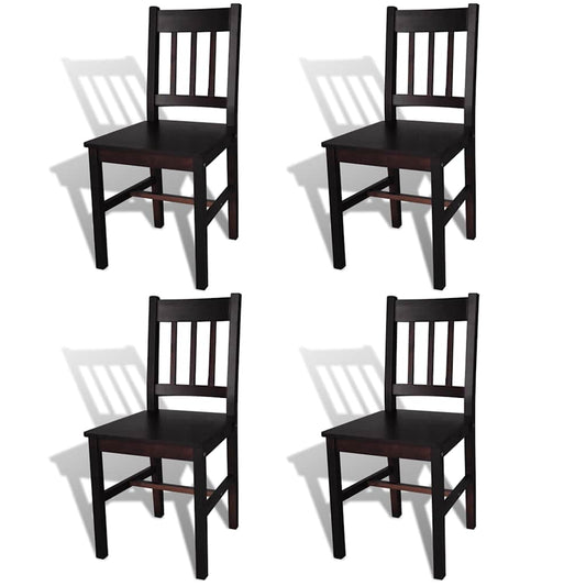 Dining Chair | Set of 4 | Dark Brown | Solid Pine Wood | Standard